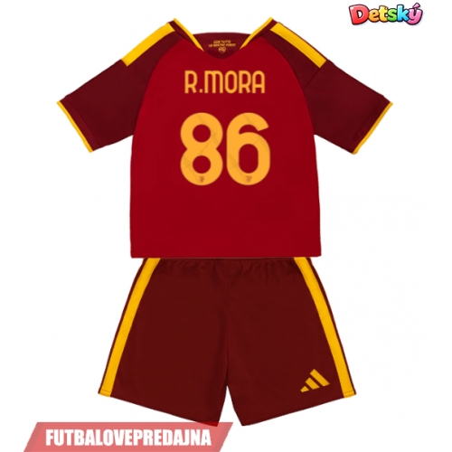 Lacne Dětský Futbalové dres AS Roma Rodrigo Mora #86 2026-27 Krátky Rukáv - Domáci (+ trenírky)